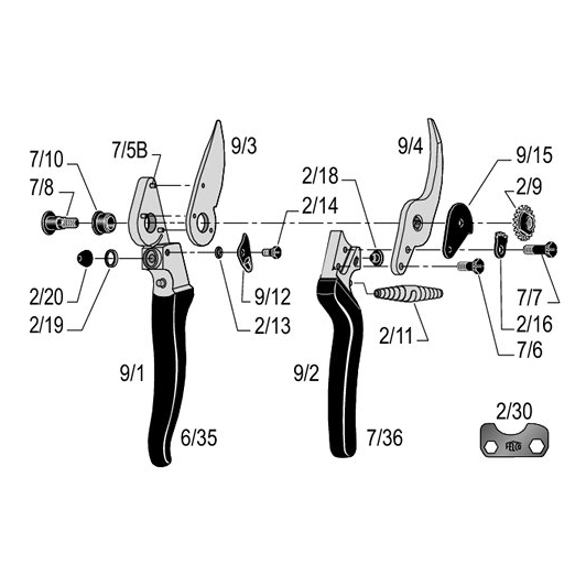 Felco 9 snoeischaar ergonomisch links model