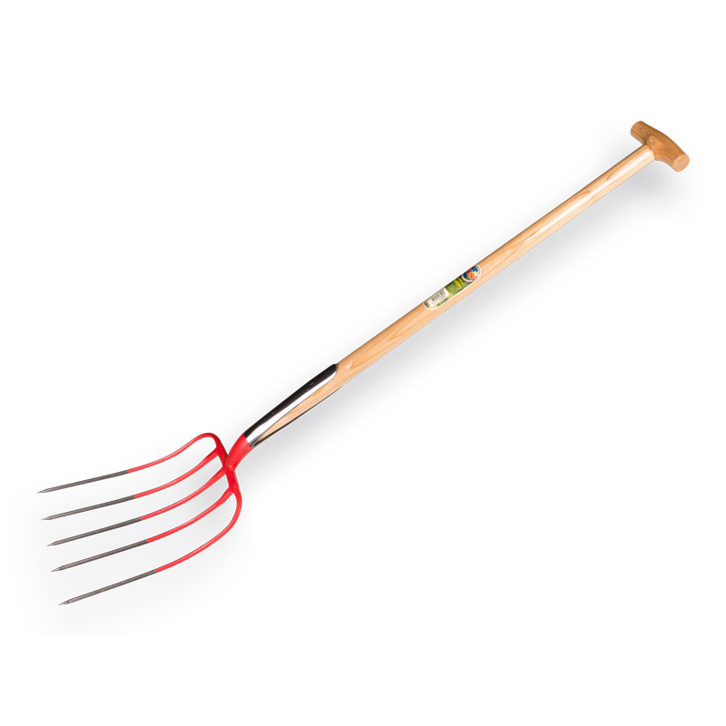 Offner mestvork 4tnd rood+stift+T-steel 90cm (met veerdul en steel)