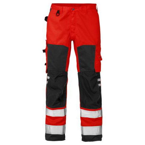 Fristads werkbroek 2026 rood-zwart high visibility