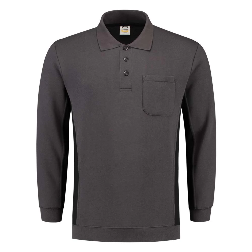Tricorp polosweater bicolor 302001 darkgrey-black